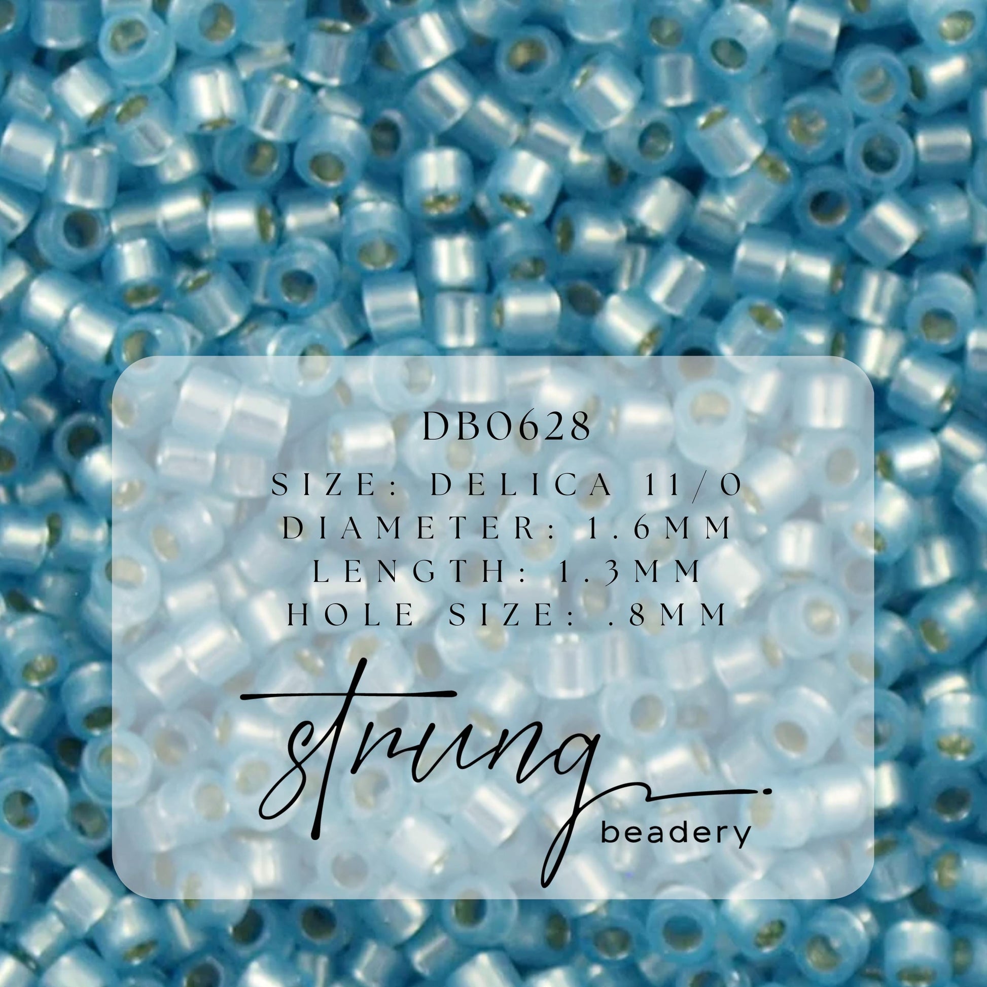 DB0628 Miyuki Delica Beads 11/0 Dyed Aqua S/L Alabaster – 8 grams - Japanese Seed Beads for Jewelry Making