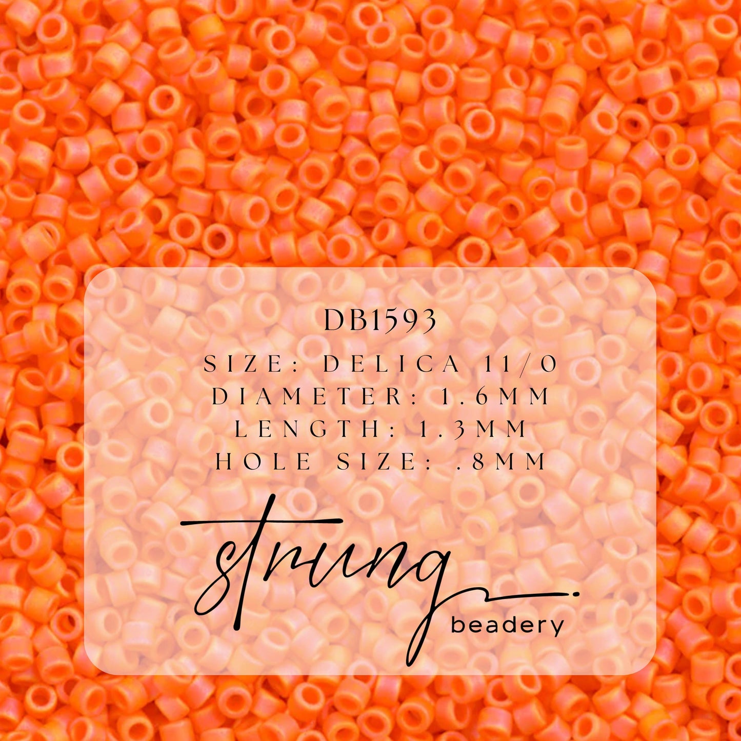 DB1593 Miyuki Delica Beads 11/0 Matte Opaque Mandarin AB  – 8 grams - Japanese Seed Beads for Jewelry Making