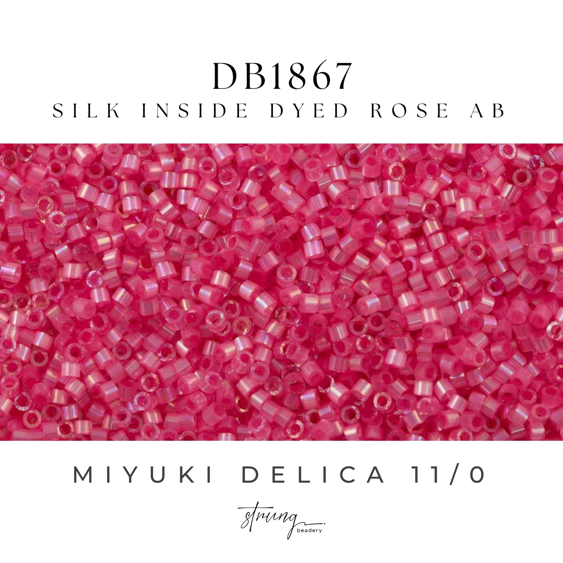 DB1867 Miyuki Delica Beads 11/0 Silk Inside Dyed Rose AB– 8 grams - Japanese Seed Beads for Jewelry Making