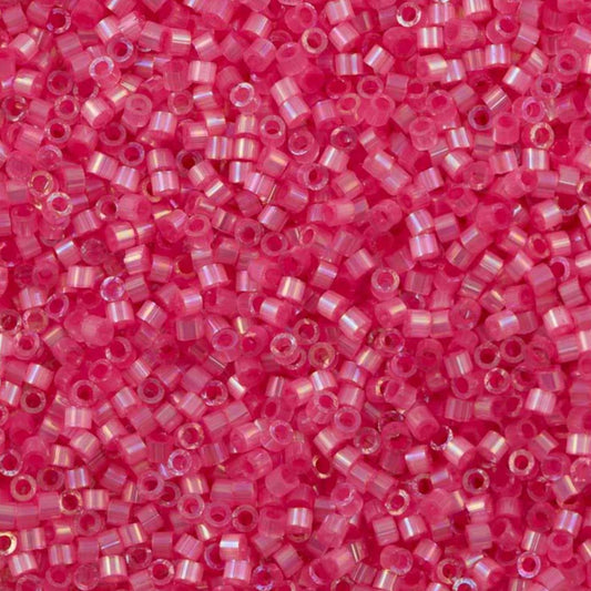 DB1867 Miyuki Delica Beads 11/0 Silk Inside Dyed Rose AB– 8 grams - Japanese Seed Beads for Jewelry Making