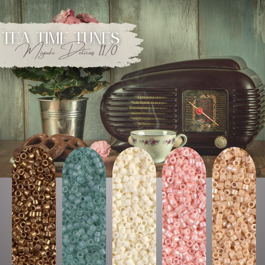 Tea Time Radio Miyuki Bead Set – Neutral Delica 11/0 Beads for Jewelry Making & Loom Work