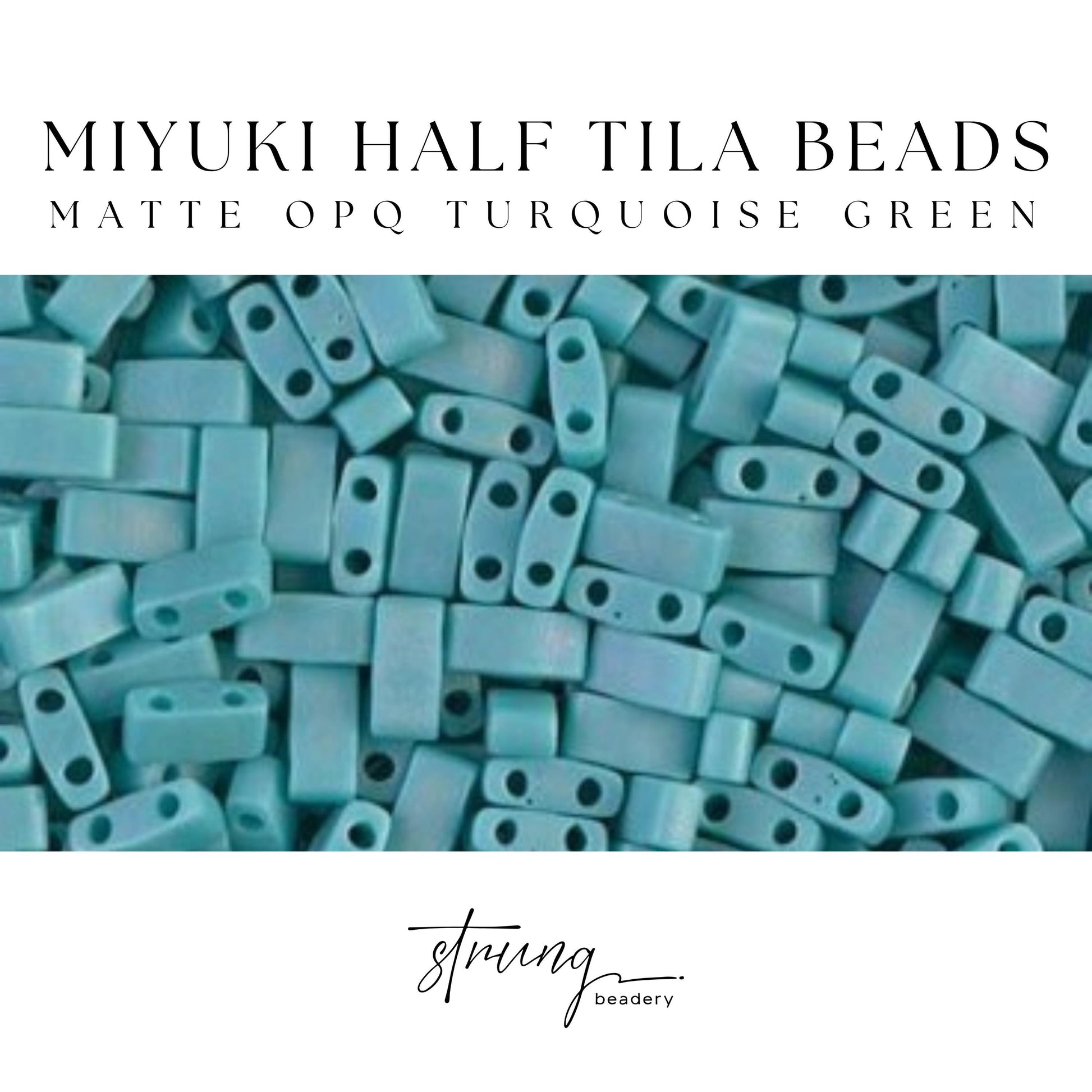 Miyuki Half Tila Beads Matte Opaque Turquoise Green Glass Tile Beads HTL-412FR | Half | 8 Grams for Jewelry Making