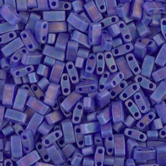 Miyuki Half Tila Beads Matte Transparent Cobalt AB Glass Tile Beads HTL-151FR | Half | 8 Grams for Jewelry Making
