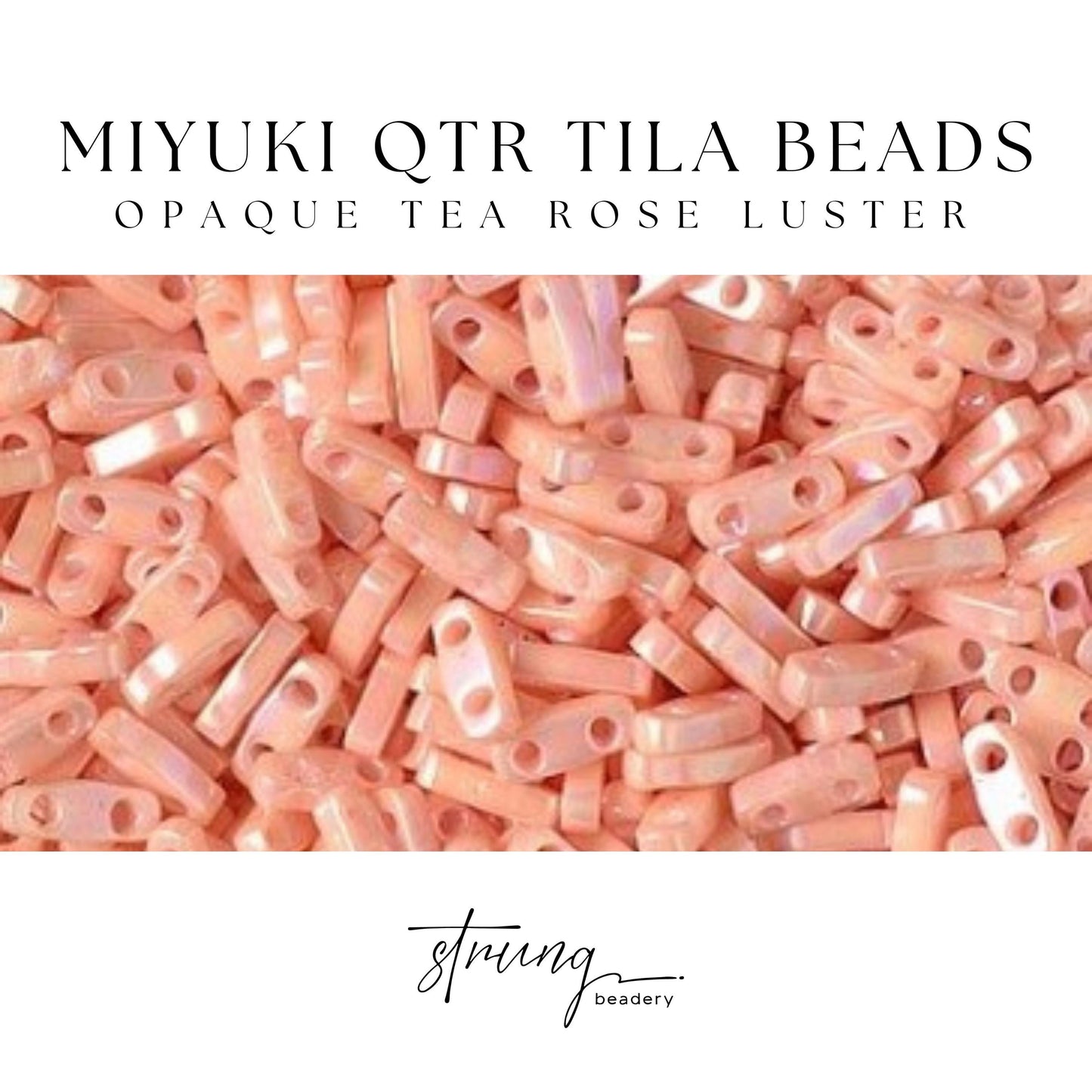 Miyuki Quarter Tila Beads Opaque Tea Rose Luster Glass Tile Beads QTL-596 | Quarter | 8 Grams for Jewelry Making
