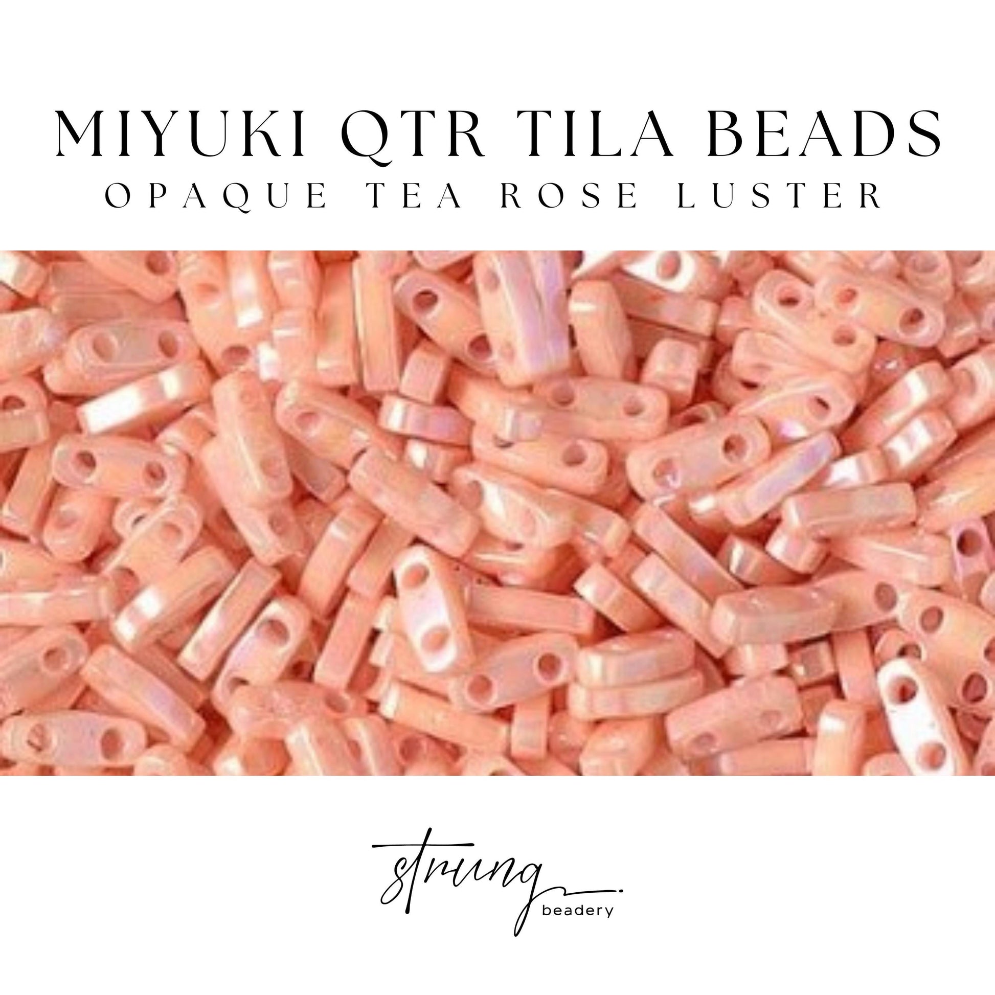 Miyuki Quarter Tila Beads Opaque Tea Rose Luster Glass Tile Beads QTL-596 | Quarter | 8 Grams for Jewelry Making