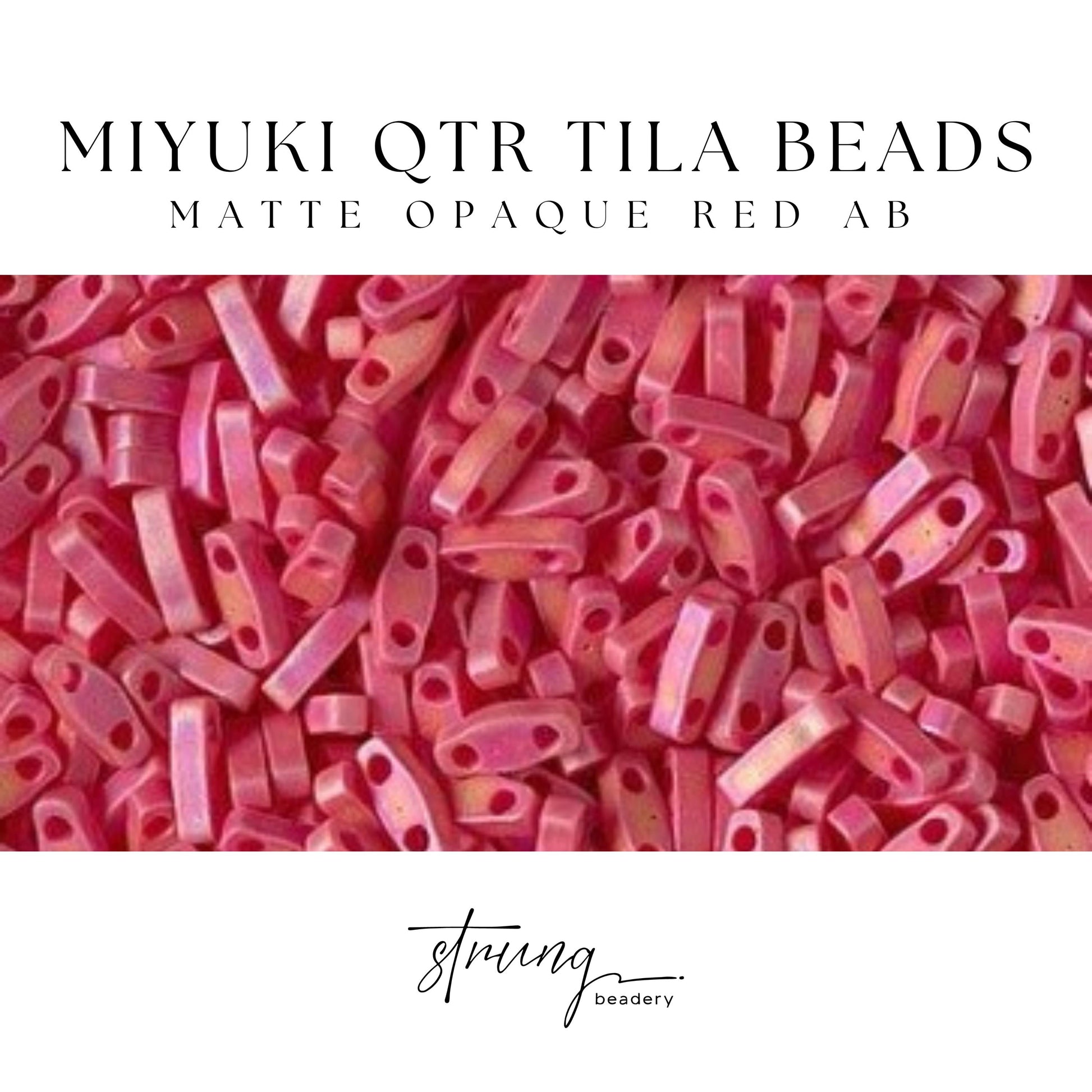 Miyuki Quarter Tila Bead Matte Opaque Red AB Glass Tile Beads QTL-408FR | Quarter | 8 Grams for Jewelry Making