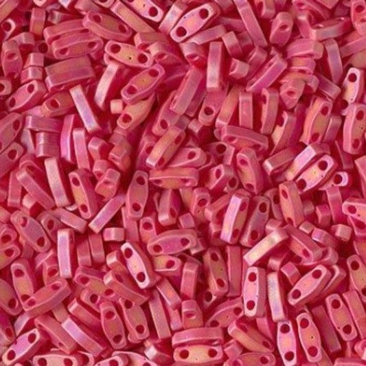Miyuki Quarter Tila Bead Matte Opaque Red AB Glass Tile Beads QTL-408FR | Quarter | 8 Grams for Jewelry Making