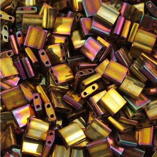 Miyuki Tila Beads Metallic Gold Iris Tile Beads TL-462 | Full | 8 Grams for Jewelry Making