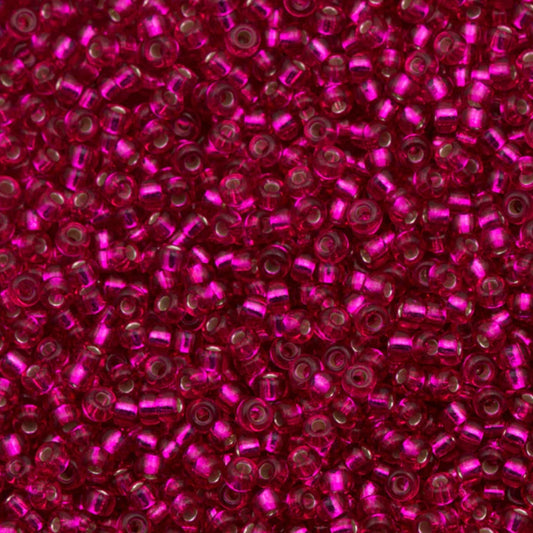 11-1436 Miyuki Seed Bead Round Rocailles 11/0 | Silver Lined Dyed Raspberry |15g | Japanese Beads for Jewelry Making