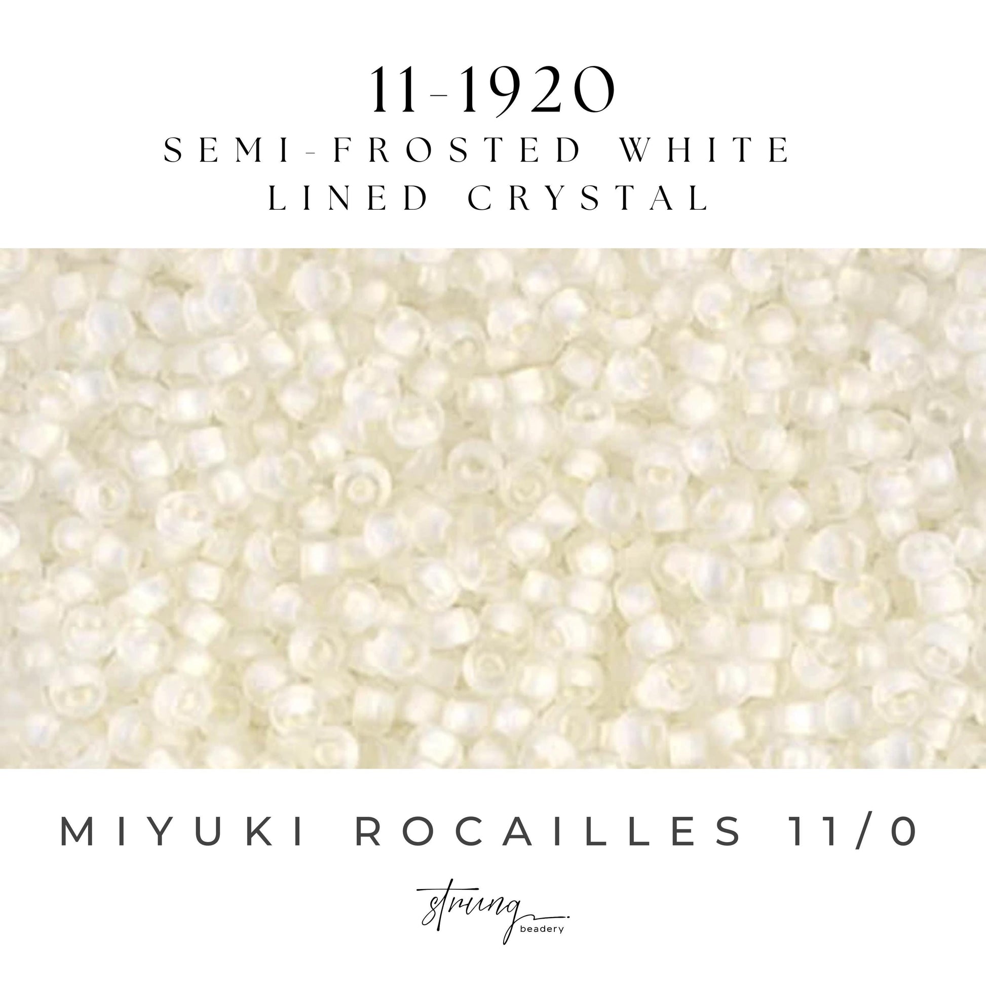 11-1920 Miyuki Seed Bead Round Rocailles 11/0 | Semi-Frosted White Lined Crystal |15g | Japanese Beads for Jewelry Making