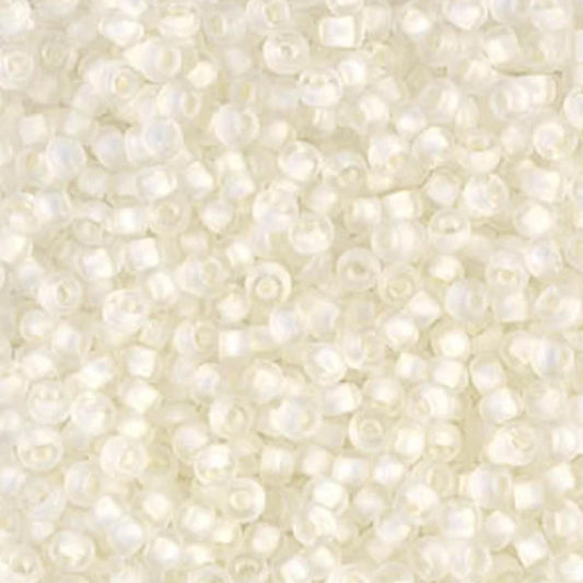 11-1920 Miyuki Seed Bead Round Rocailles 11/0 | Semi-Frosted White Lined Crystal |15g | Japanese Beads for Jewelry Making