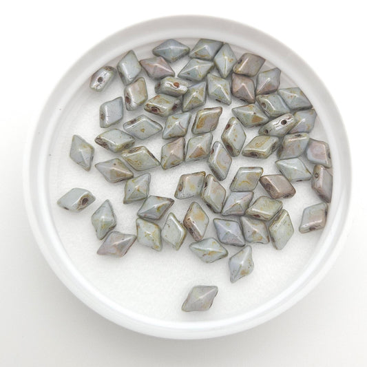 DiamonDuo™ Czech Glass Beads | 8g Tube | Chalk Lumi Green| Jewelry Making Beads for Bracelets & Necklaces