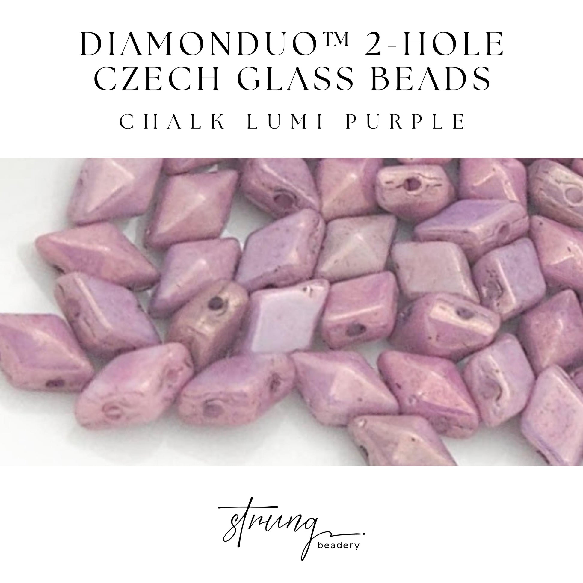 DiamonDuo™ Czech Glass Beads | 8g Tube | Chalk Lumi Purple Jewelry Making Beads for Bracelets & Necklaces