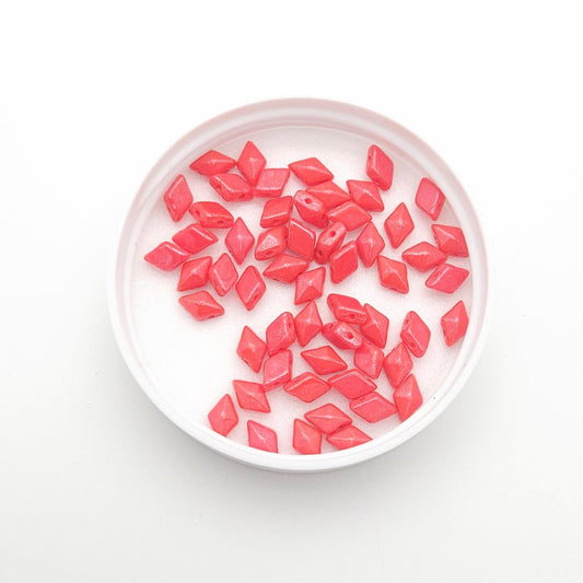 DiamonDuo™ Czech Glass Beads | 8g Tube | Coral Shimmer | Jewelry Making Beads for Bracelets & Necklaces