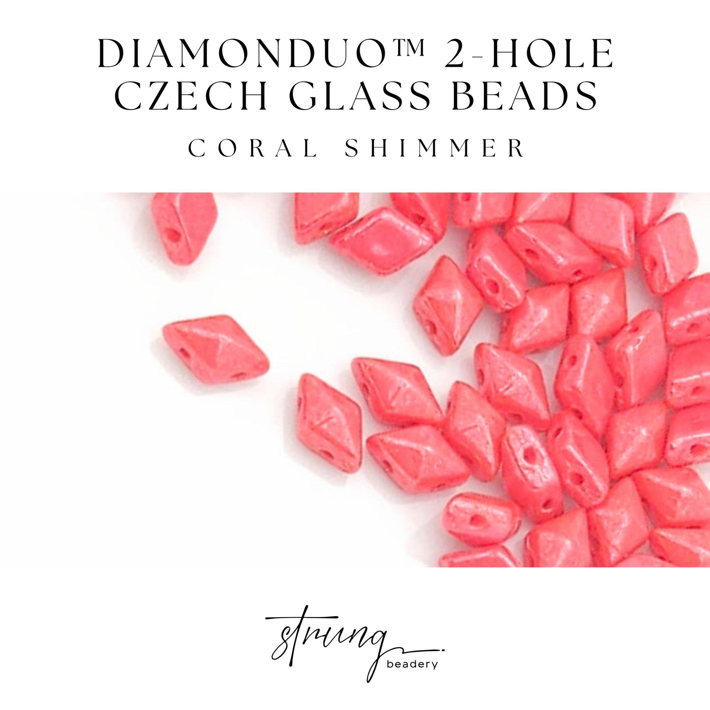 DiamonDuo™ Czech Glass Beads | 8g Tube | Coral Shimmer | Jewelry Making Beads for Bracelets & Necklaces