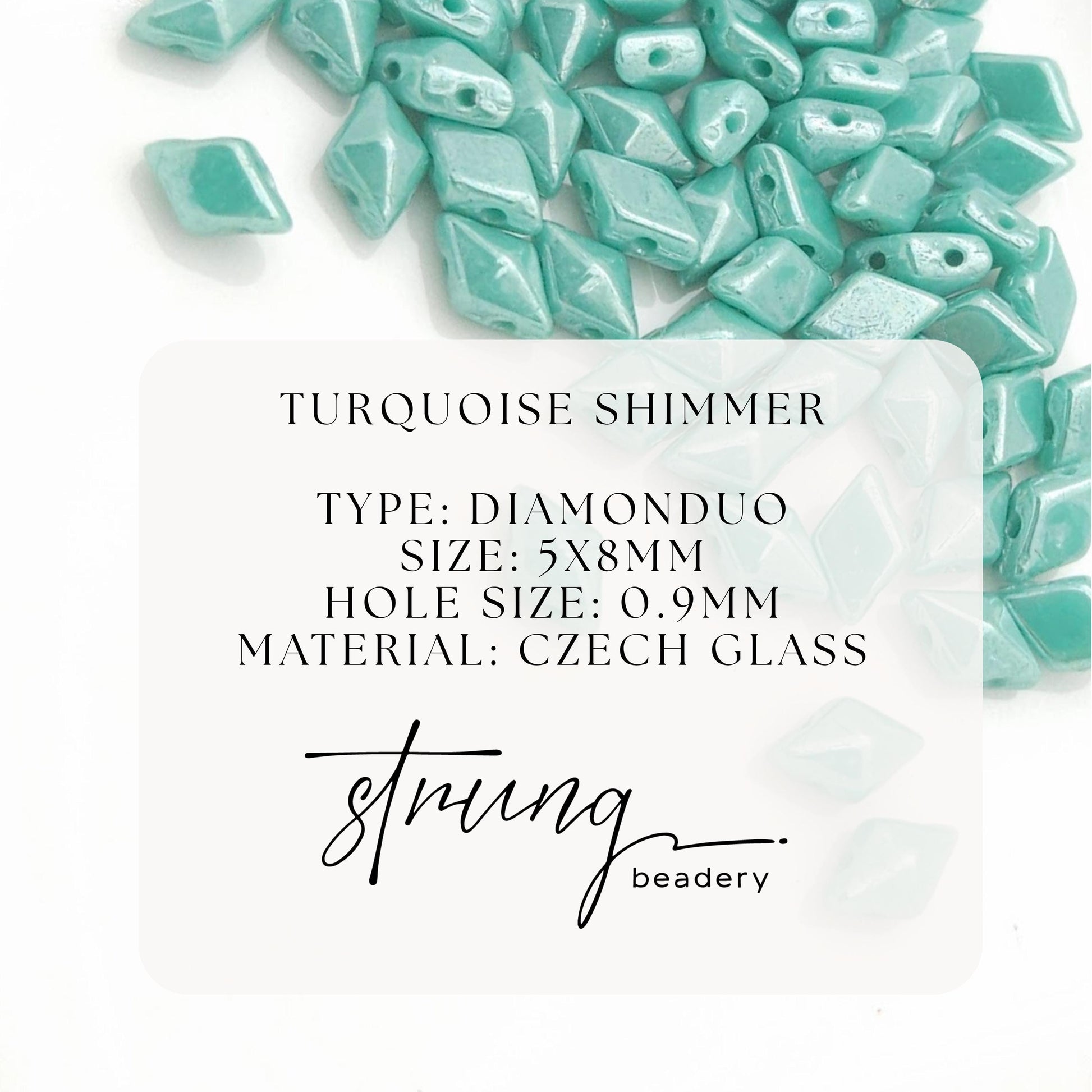 DiamonDuo™ Czech Glass Beads | 8g Tube | Turquoise Shimmer | Jewelry Making Beads for Bracelets & Necklaces