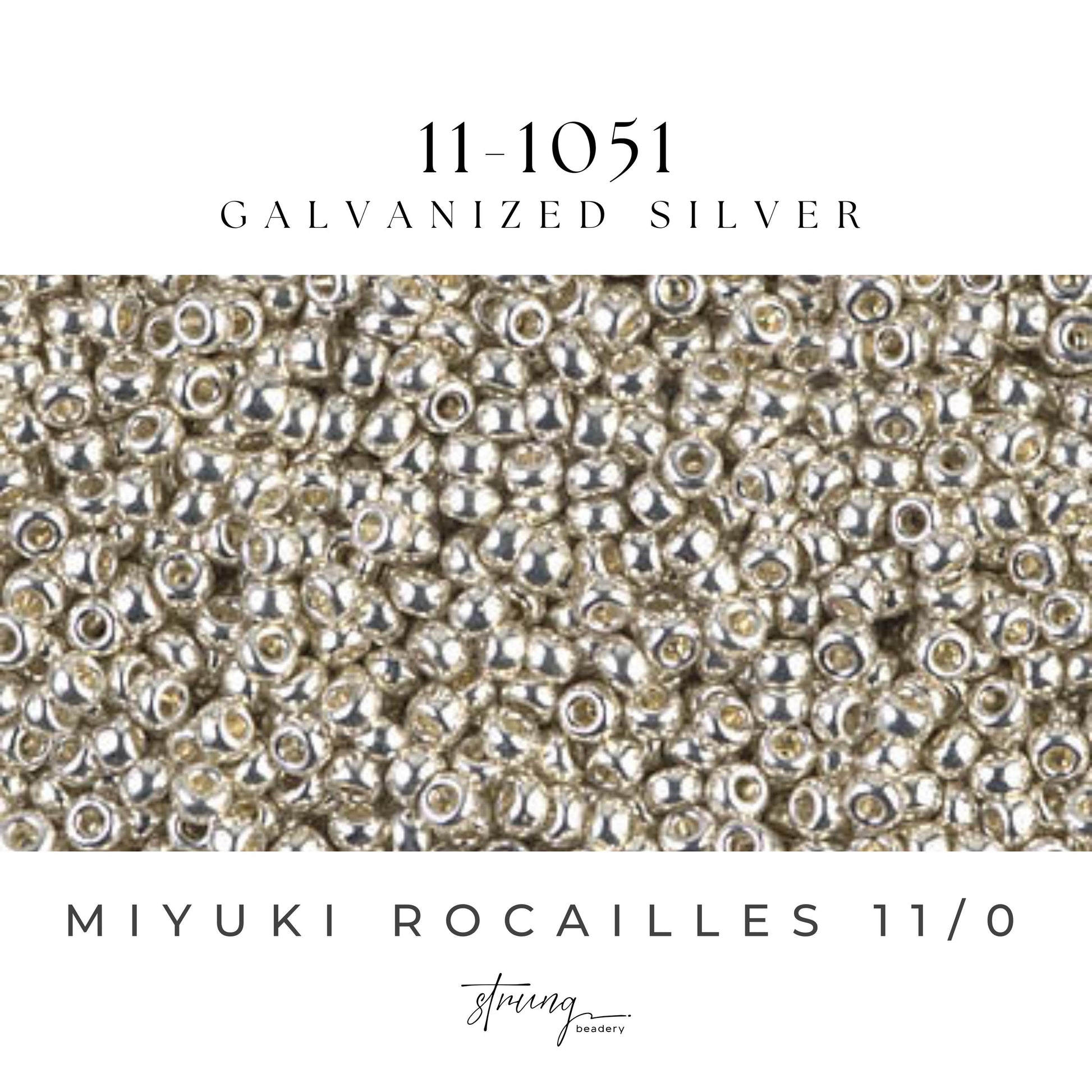 11-1051 Miyuki Seed Bead Round Rocailles 11/0 | Galvanized Silver | 15g | Japanese Beads Jewelry Making