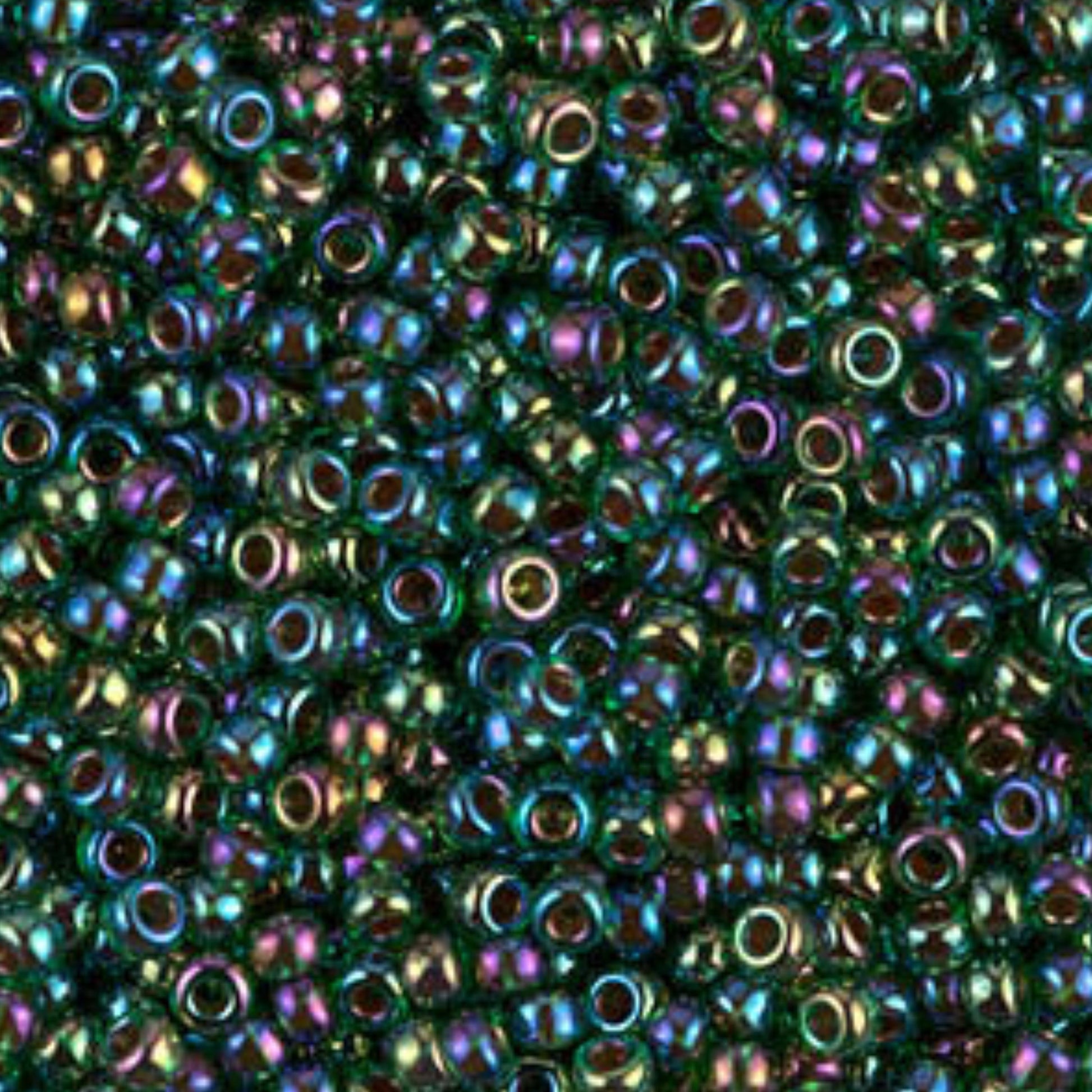 11-0344 Miyuki Seed Bead Round Rocailles 11/0 | Fuschia Lined Emerald Iris | 15g | Japanese Beads for Jewelry Making