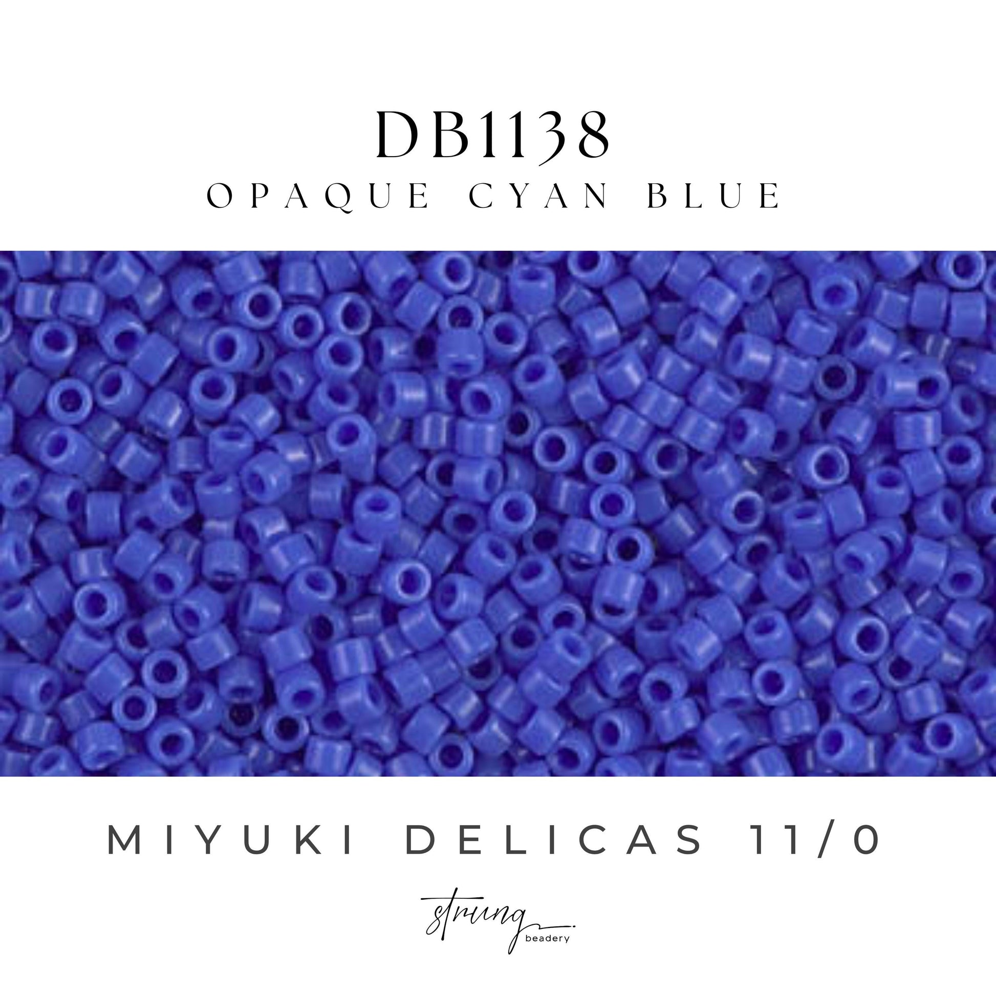 DB1138 Miyuki Delica Beads 11/0 Opaque Cyan Blue– 8 grams - Japanese Seed Beads for Jewelry Making