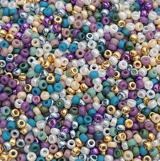Siren Sugar | Miyuki Rocailles Seed Beads Mix | 15g Premium Japanese Glass Beads for Jewelry Making & Crafts | Pastel Mermaid Bead Mix