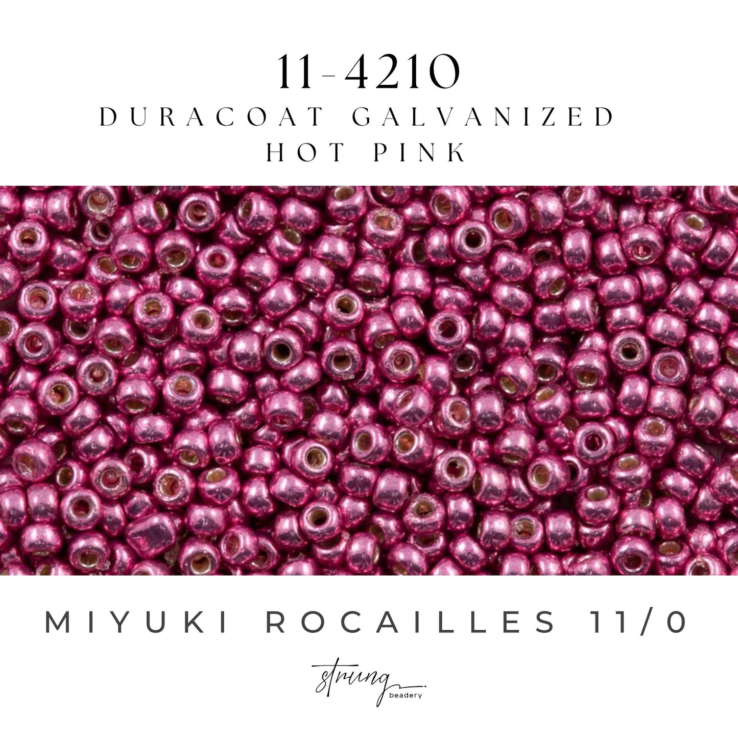 11-4210 Miyuki Seed Bead Round Rocailles 11/0 | Duracoat Galvanized Hot Pink | 15g | Japanese Beads for Jewelry Making