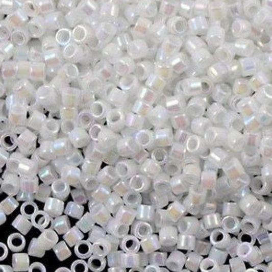 DB0202 Miyuki Delica Beads 11/0 White Pearl AB – 8 grams - Japanese Seed Beads for Jewelry Making