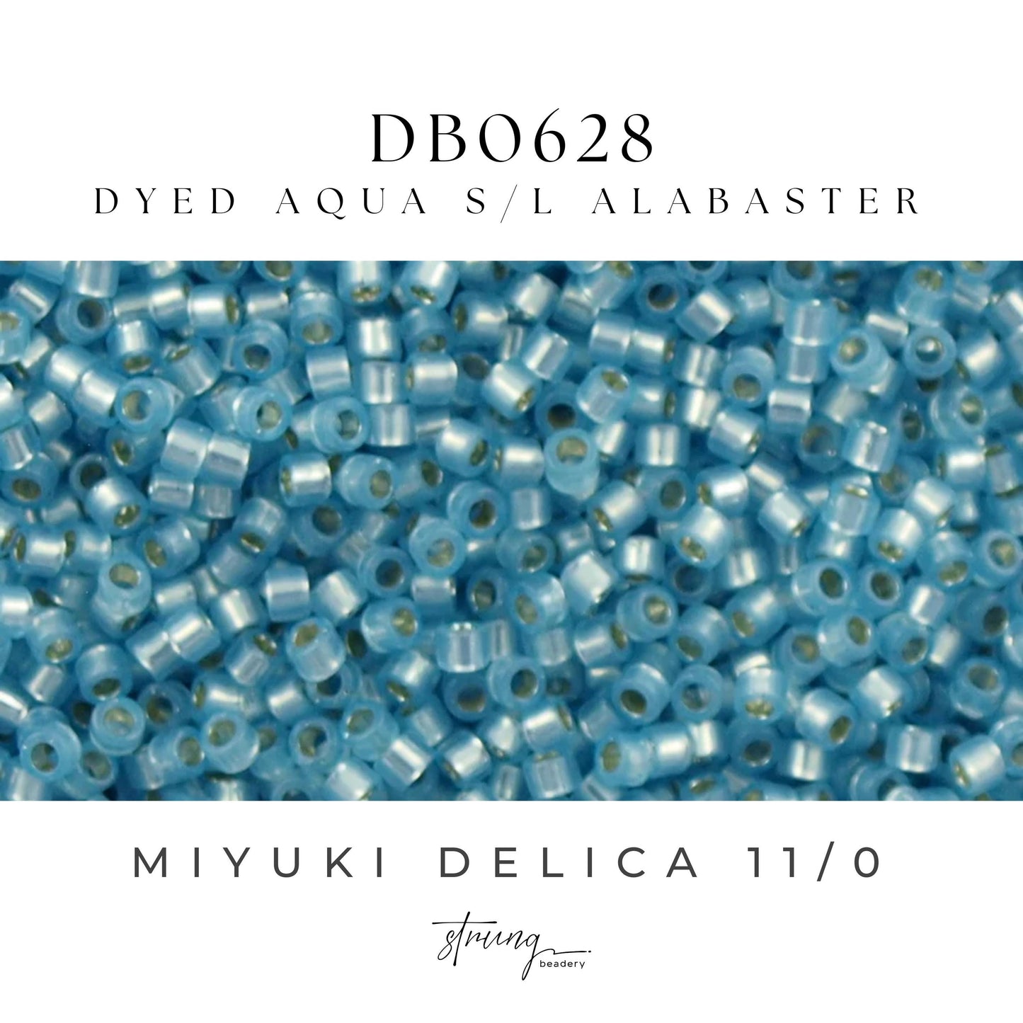 DB0628 Miyuki Delica Beads 11/0 Dyed Aqua S/L Alabaster – 8 grams - Japanese Seed Beads for Jewelry Making