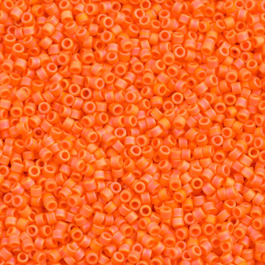 DB1593 Miyuki Delica Beads 11/0 Matte Opaque Mandarin AB  – 8 grams - Japanese Seed Beads for Jewelry Making