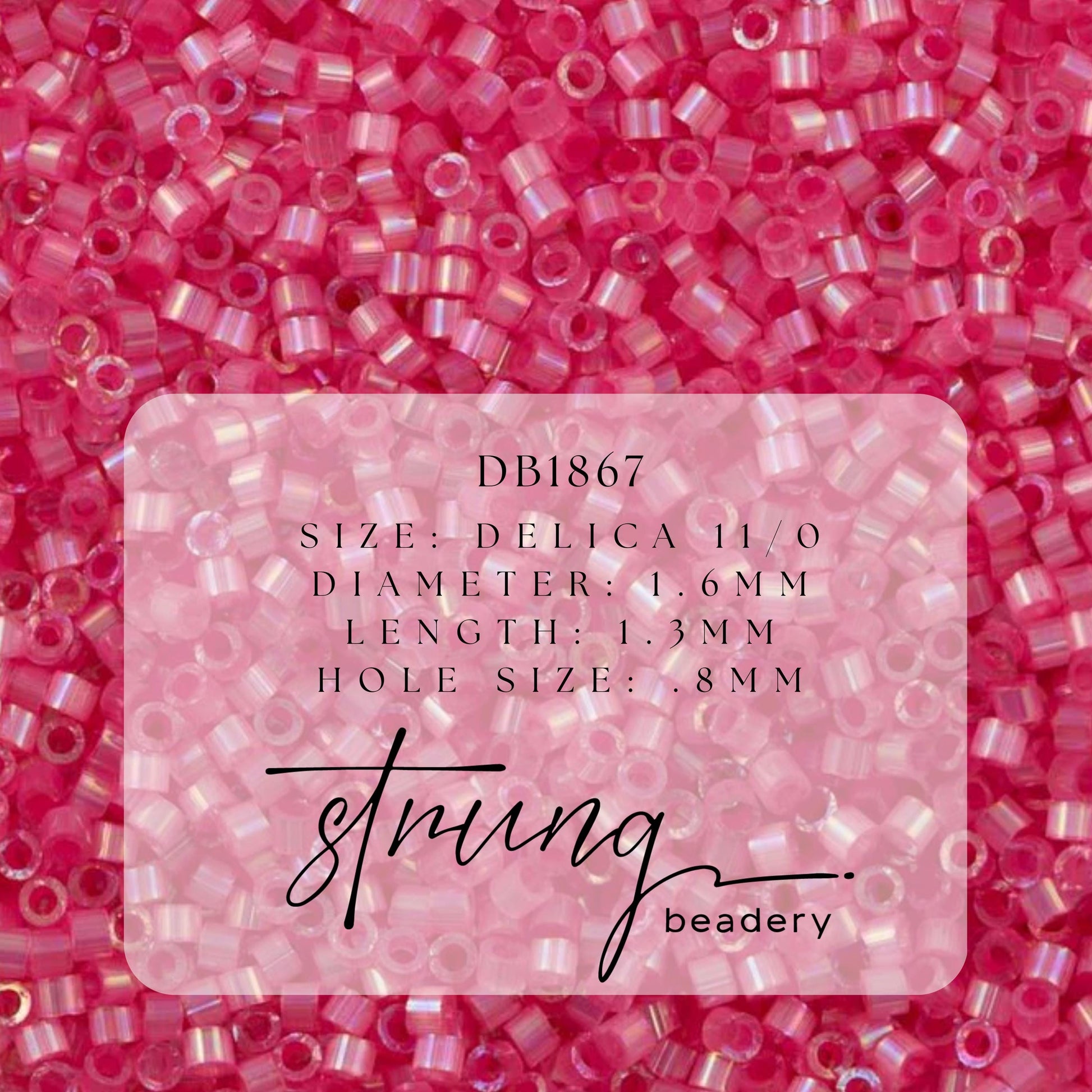 DB1867 Miyuki Delica Beads 11/0 Silk Inside Dyed Rose AB– 8 grams - Japanese Seed Beads for Jewelry Making