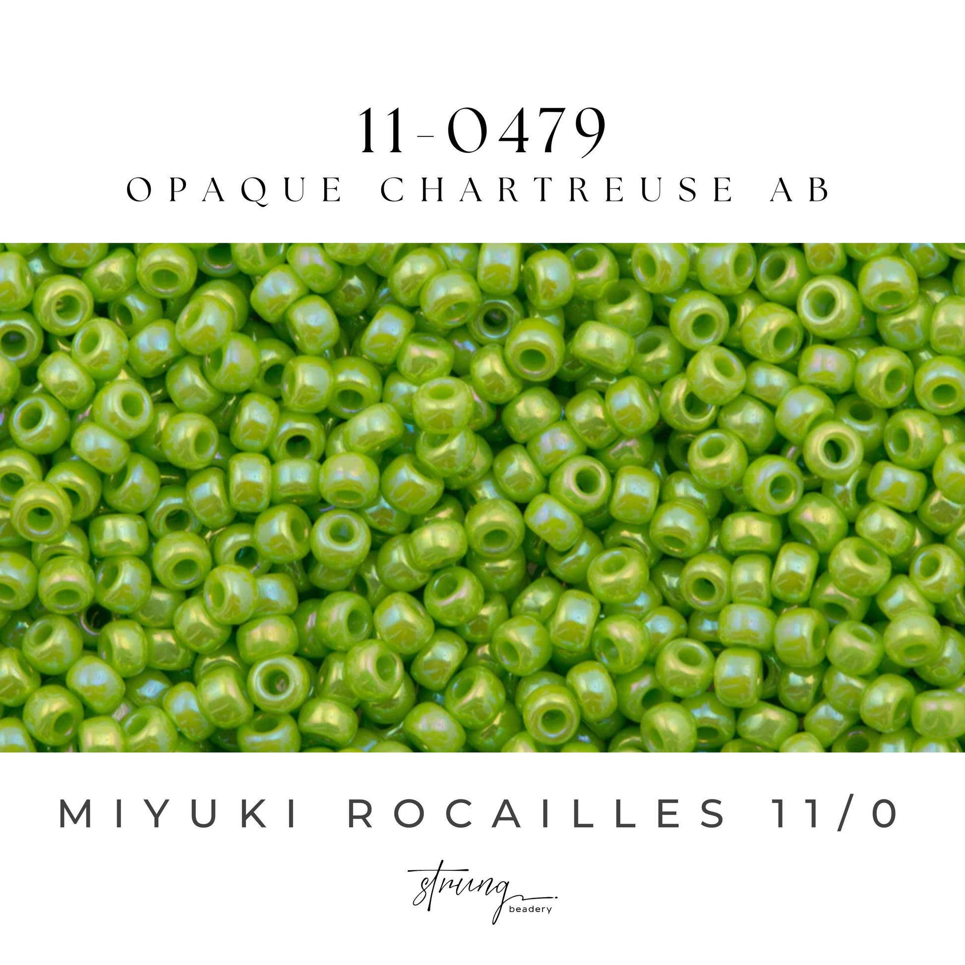 11-0479 Miyuki Seed Bead Round Rocailles 11/0 | Opaque Chartreuse AB |15g | Japanese Beads for Jewelry Making