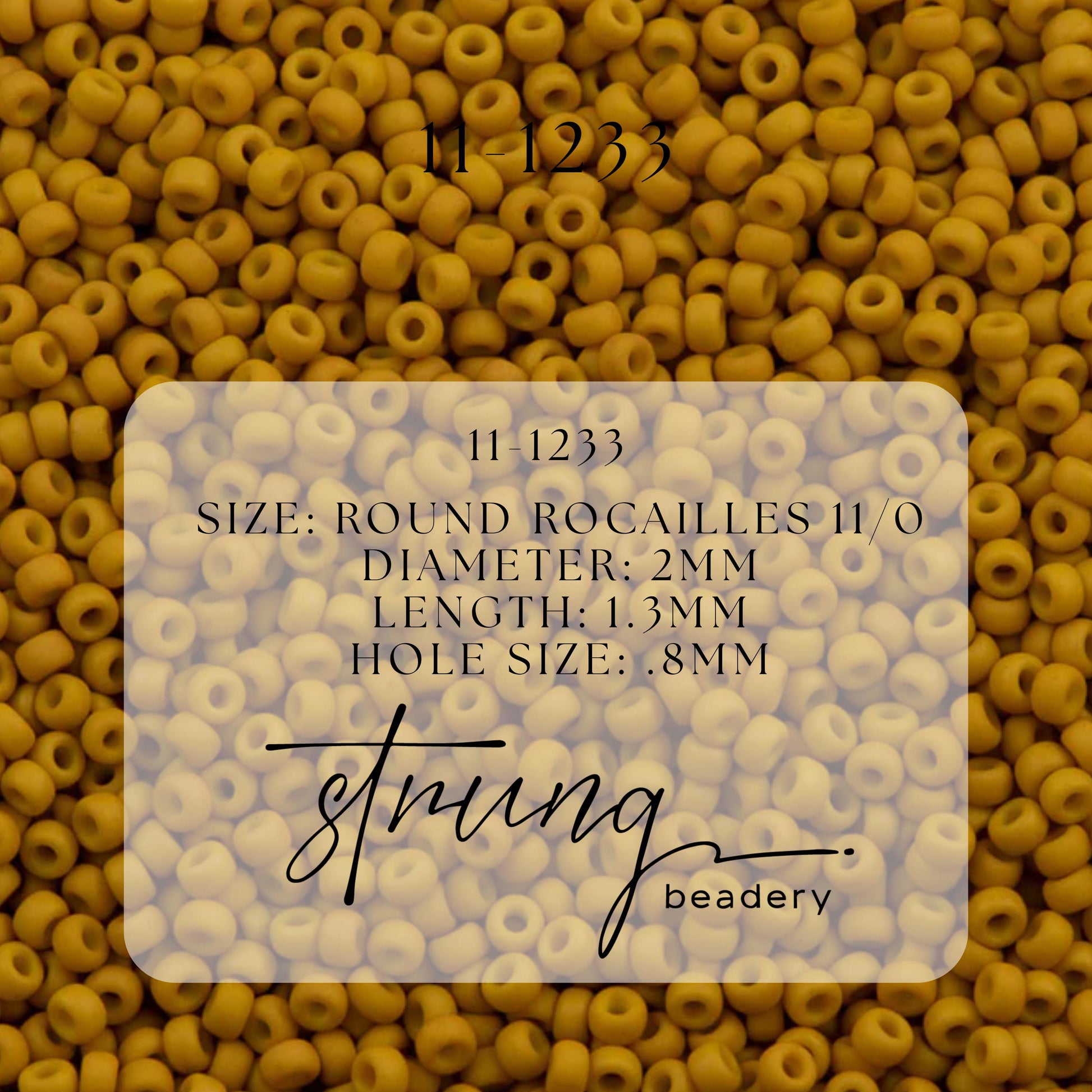 11-1233 Miyuki Seed Bead Round Rocailles 11/0 | Matte Opaque Mustard |15g | Japanese Beads for Jewelry Making