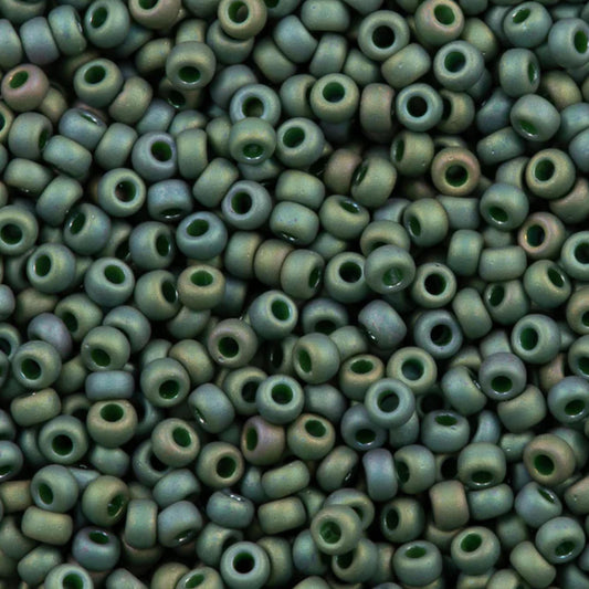 11-2031 Miyuki Seed Bead Round Rocailles 11/0 | Matte Metallic Sage Green Luster |15g | Japanese Beads for Jewelry Making