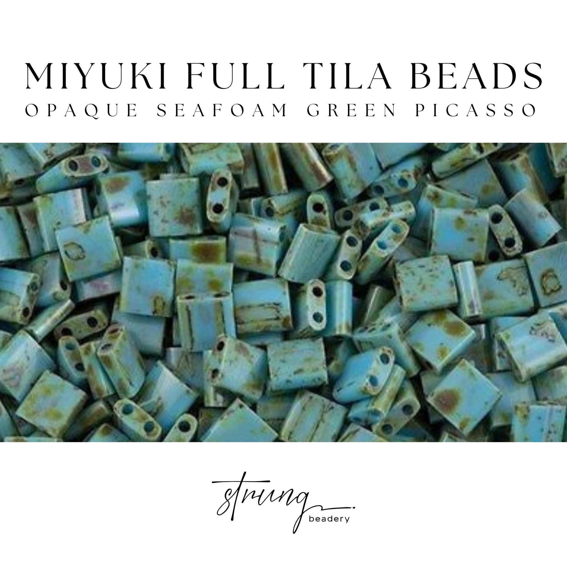 Miyuki Tila Beads Opaque Seafoam Green Picasso Glass Tile Beads TL-4514| Full | 8 Grams for Jewelry Making