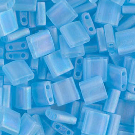 Miyuki Tila Beads Matte Transparent Aqua AB Glass Tile Beads TL-148FR | Full | 8 Grams for Jewelry Making