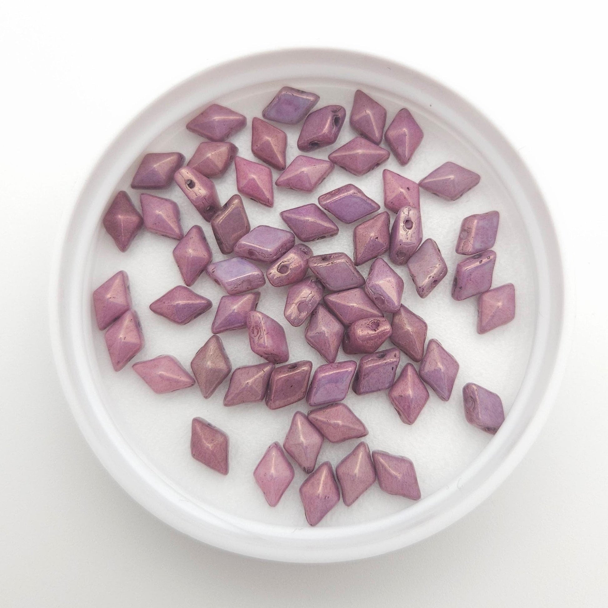 DiamonDuo™ Czech Glass Beads | 8g Tube | Chalk Lumi Purple Jewelry Making Beads for Bracelets & Necklaces