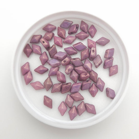 DiamonDuo™ Czech Glass Beads | 8g Tube | Chalk Lumi Purple Jewelry Making Beads for Bracelets & Necklaces