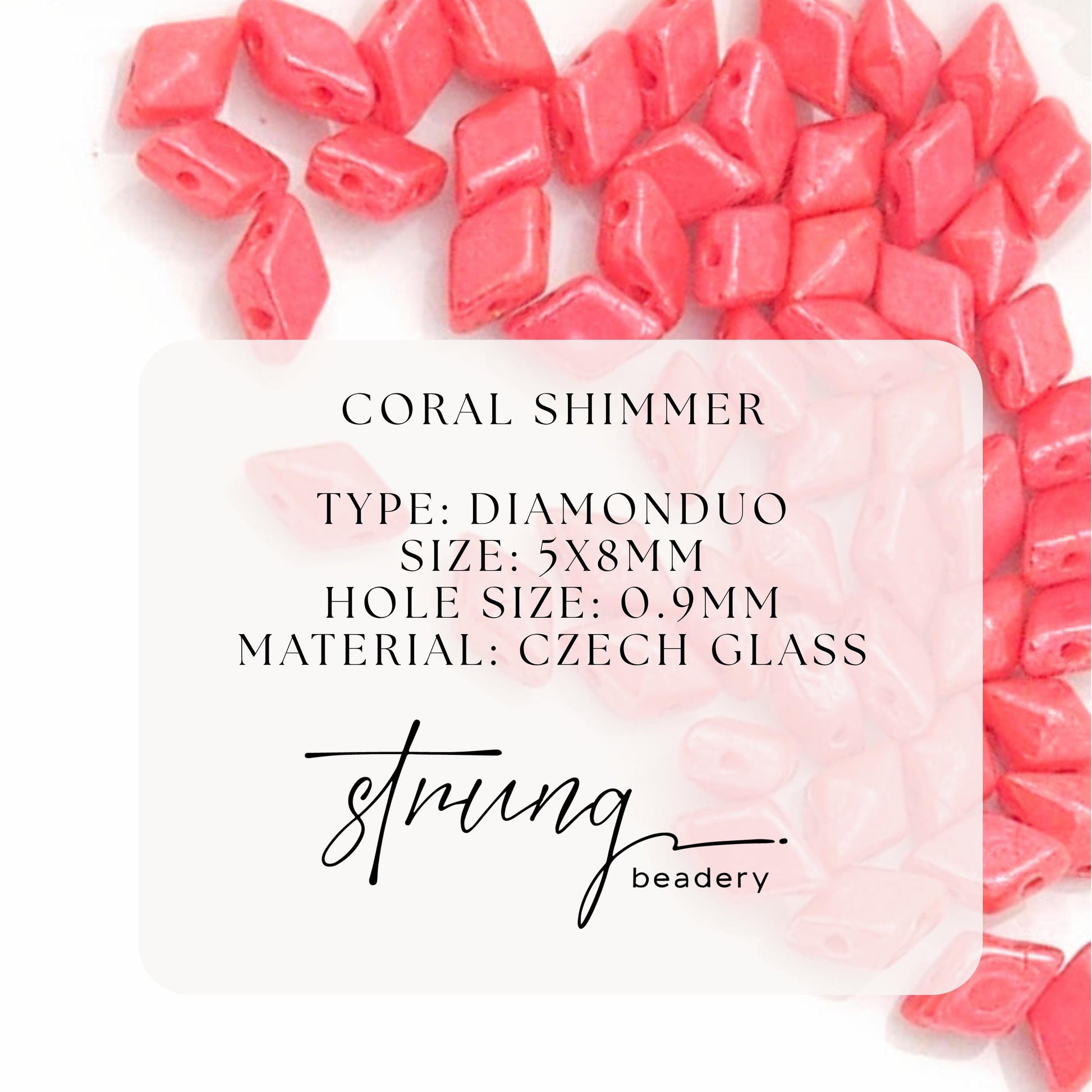 DiamonDuo™ Czech Glass Beads | 8g Tube | Coral Shimmer | Jewelry Making Beads for Bracelets & Necklaces