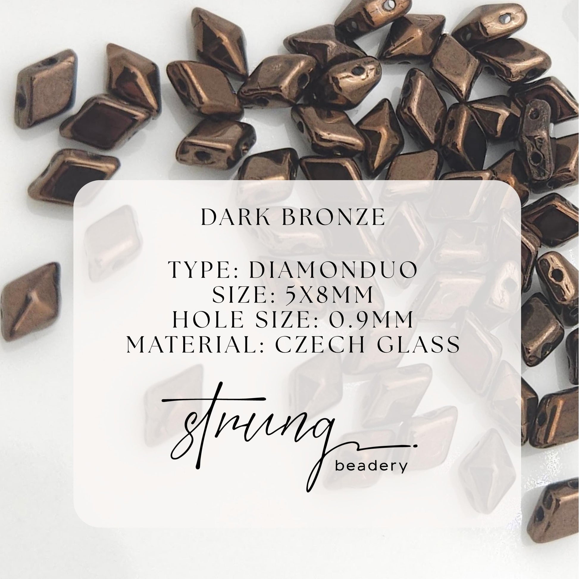 DiamonDuo™ Czech Glass Beads | 8g Tube | Dark Bronze | Jewelry Making Beads for Bracelets & Necklaces