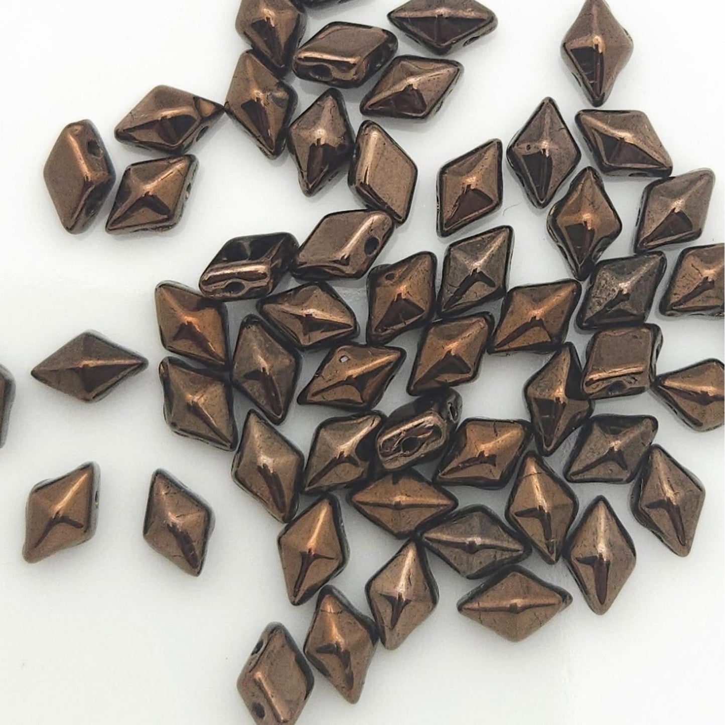DiamonDuo™ Czech Glass Beads | 8g Tube | Dark Bronze | Jewelry Making Beads for Bracelets & Necklaces
