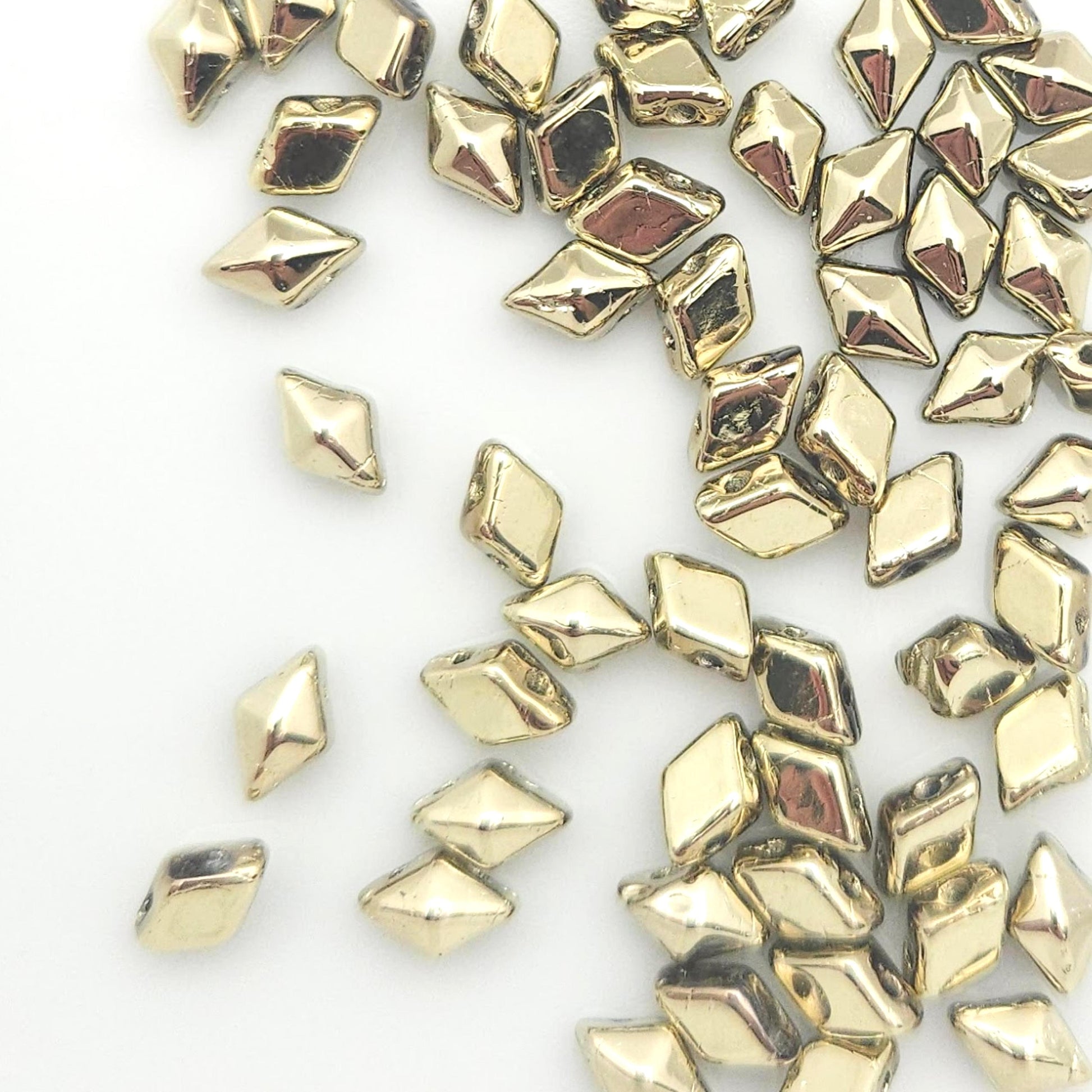 DiamonDuo™ Czech Glass Beads | 8g Tube | Full Aurum | Jewelry Making Beads for Bracelets & Necklaces