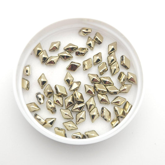 DiamonDuo™ Czech Glass Beads | 8g Tube | Matte Gold | Jewelry Making Beads for Bracelets & Necklaces