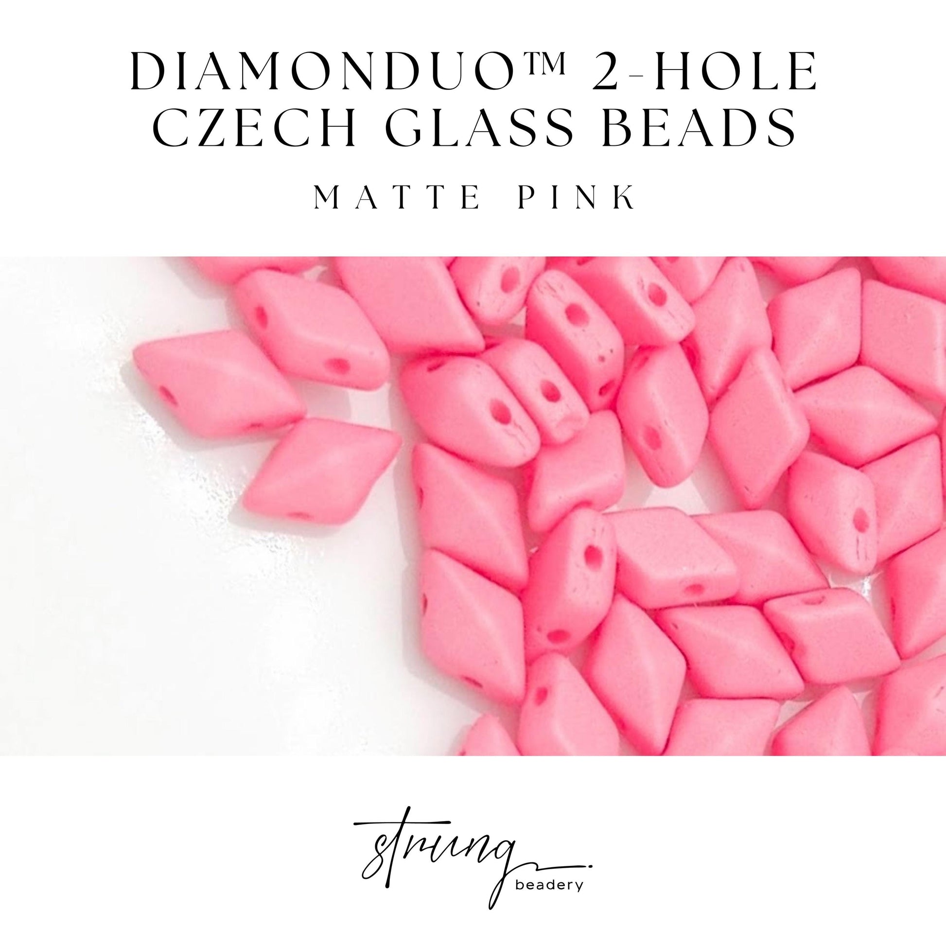DiamonDuo™ Czech Glass Beads | 8g Tube | Matte Pink | Jewelry Making Beads for Bracelets & Necklaces