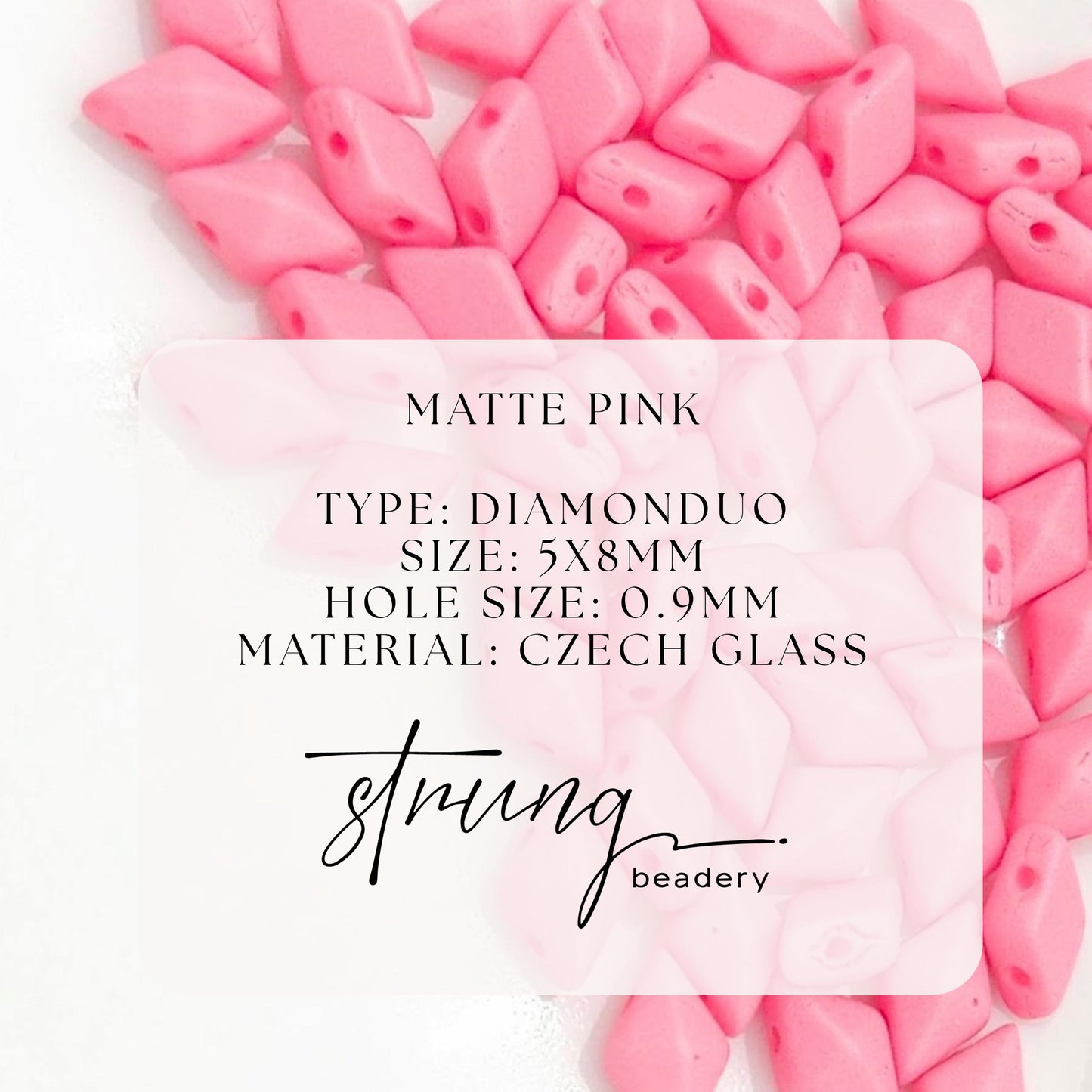 DiamonDuo™ Czech Glass Beads | 8g Tube | Matte Pink | Jewelry Making Beads for Bracelets & Necklaces