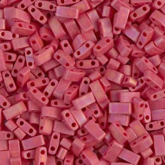 Miyuki Half Tila Beads Matte Opaque Red AB Glass Tile Beads HTL-408FR| Half | 8 Grams for Jewelry Making