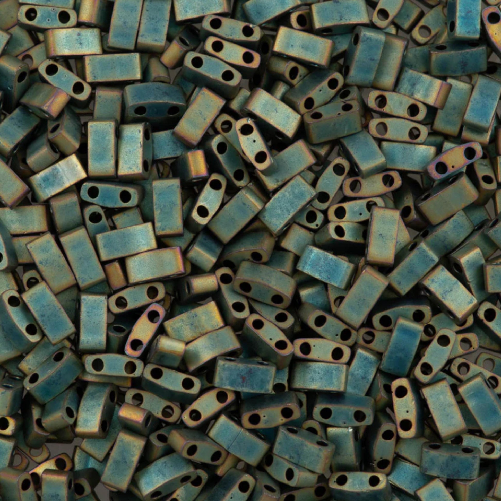 Miyuki Half Tila Beads Matte Metallic Patina Glass Tile Beads HTL-2008| Half | 8 Grams for Jewelry Making