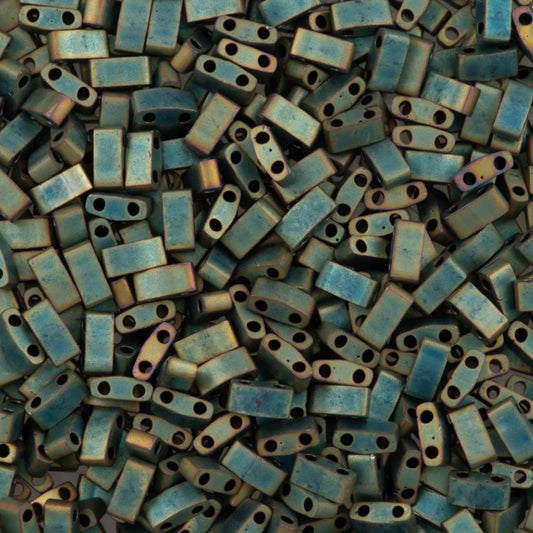 Miyuki Half Tila Beads Matte Metallic Patina Glass Tile Beads HTL-2008| Half | 8 Grams for Jewelry Making