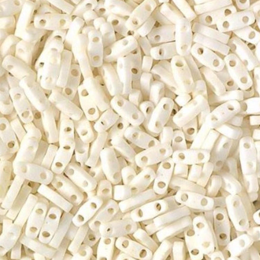 Miyuki Quarter Tila Bead Opaque Matte Cream Glass Tile Beads QTL-2021 | Quarter | 8 Grams for Jewelry Making