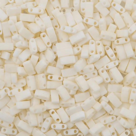 Miyuki Half Tila Beads Opaque Matte Cream Glass Tile Beds HTL-2021 | Half | 8 Grams for Jewelry Making