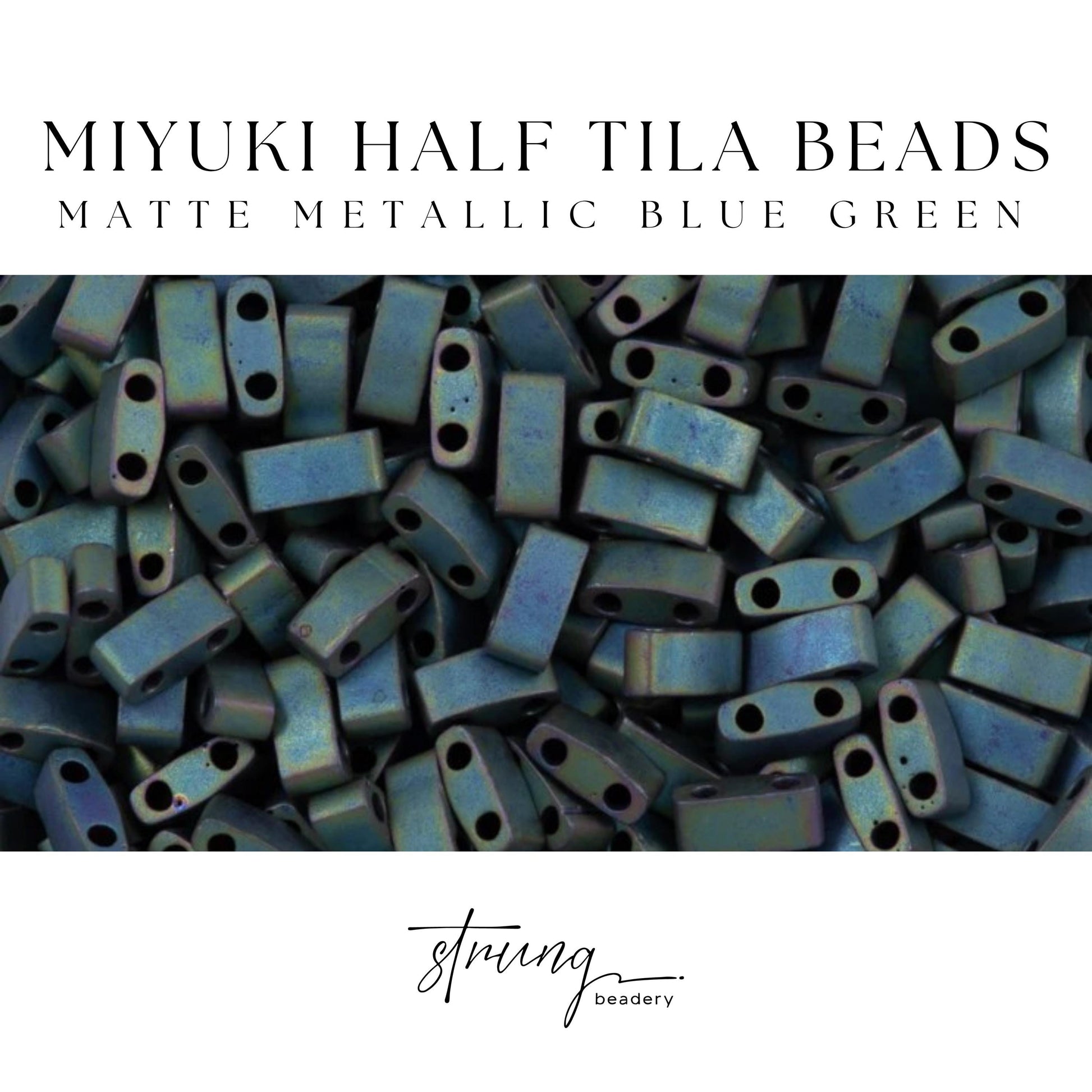Miyuki Half Tila Beads Matte Metallic Blue Green Glass Tile Beds HTL-2064 | Half | 8 Grams for Jewelry Making