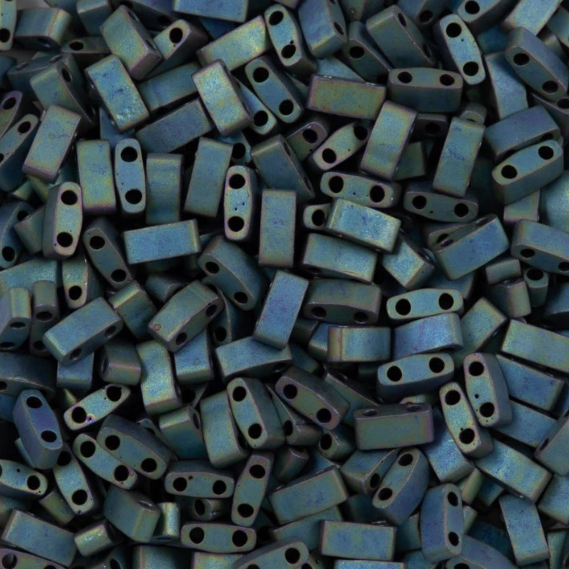 Miyuki Half Tila Beads Matte Metallic Blue Green Glass Tile Beds HTL-2064 | Half | 8 Grams for Jewelry Making
